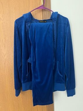 Tracksuit Deep Blue Velour Bomber Hoodie Jacket